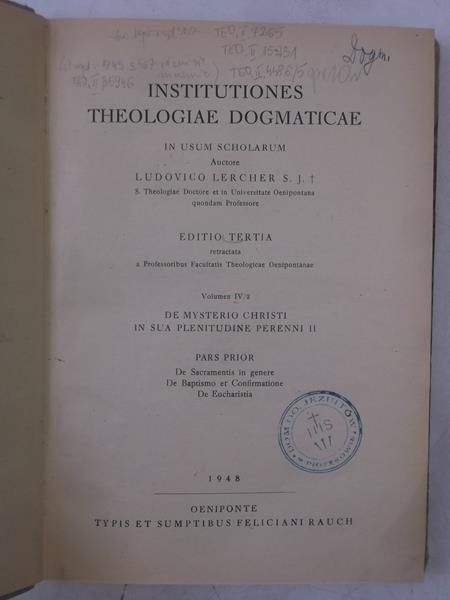 Institutiones Theologiae Dogmaticae, 1948 r.
