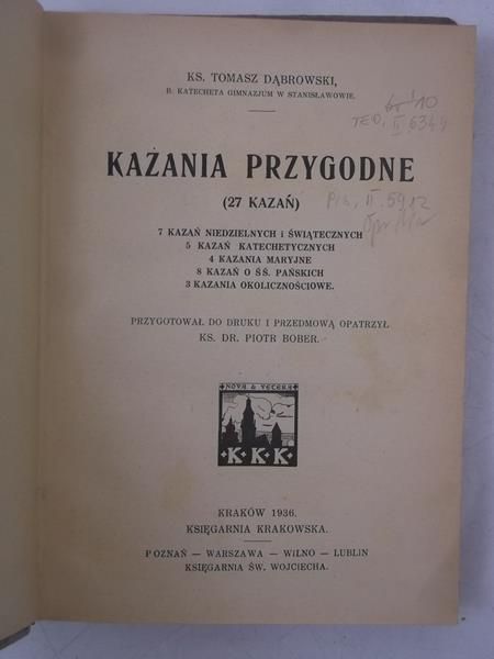 Kazania przygodne, 1936 r.