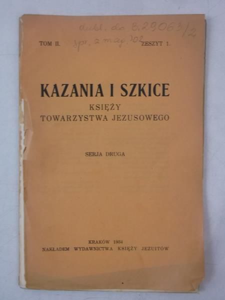 Kazania i szkice księży Towarzystwa Jezusowego, 1934 r.