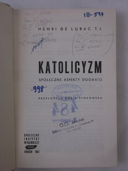 Lubac de Henri - Katolicyzm. Społeczne aspekty dogmatu