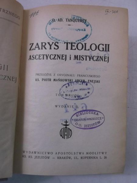 Tanquerey AD. - Zarys teologii ascetycznej i mistycznej, 1949 r.
