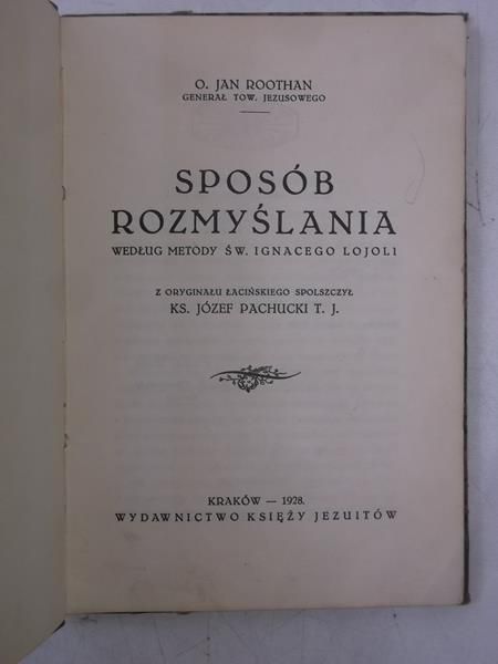 Roothan Jan - Sposób rozmyślania, 1928 r.