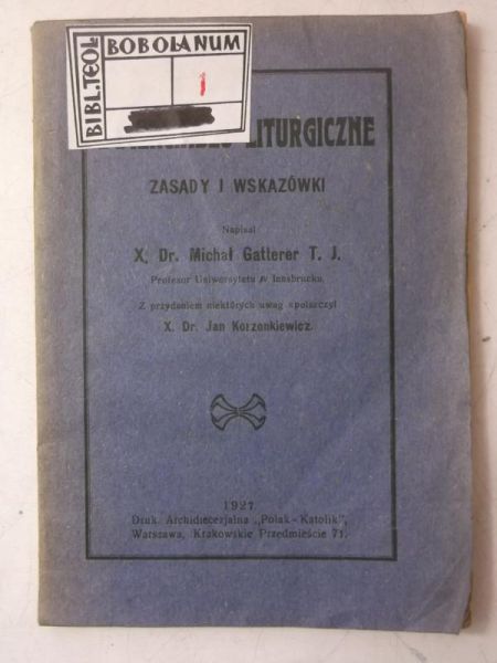 Zwierciadło liturgiczne, 1927 r.