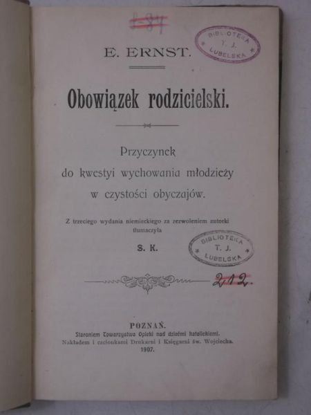 Obowiązek rodzicielski, 1907 r.