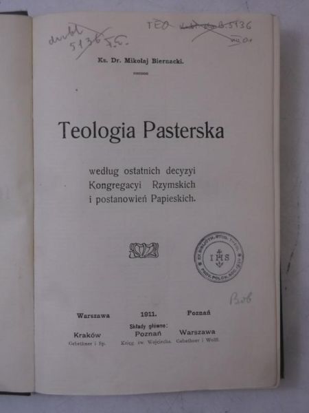 Biernacki Mikołaj - Teologia Pasterska, 1911 r.