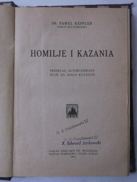 Homilje i kazania, 1924 r.