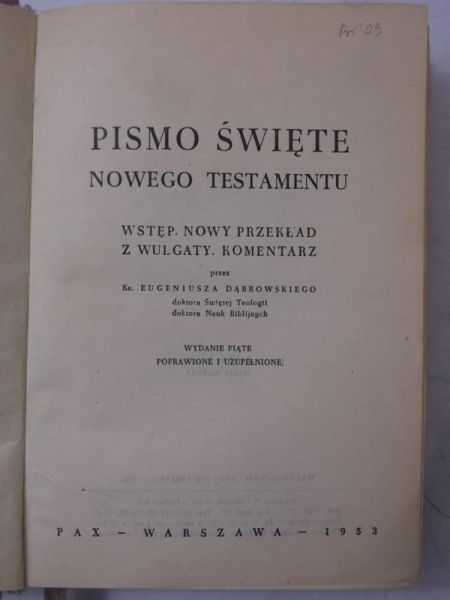 Pismo Święte Starego i Nowego Testamentu, 1953 r.