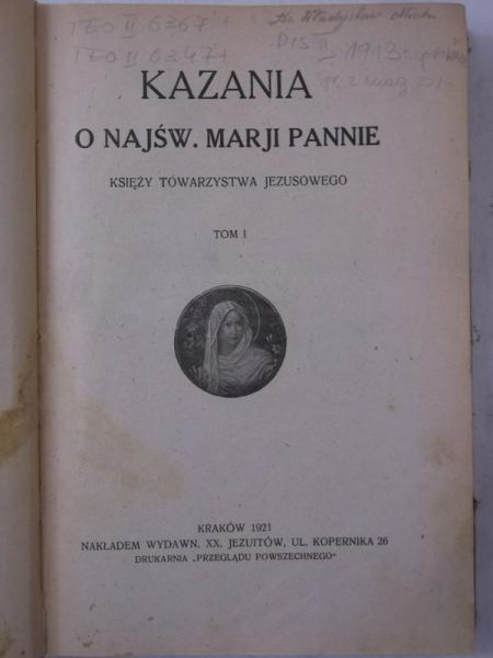 Kazania o Najśw. Marji Pannie, Tom I-II, 1921 r.