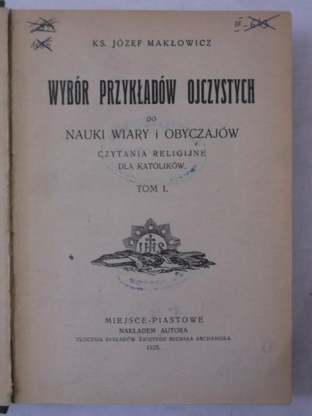 Wybór przykładów ojczystych, Tom I, 1928 r.