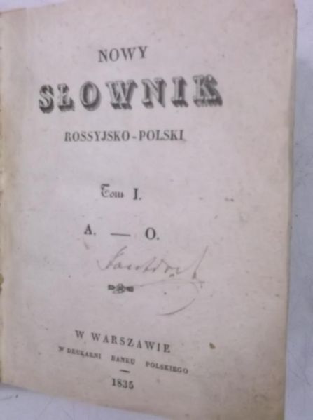 Nowy słownik rossyjsko-polski, 1835 r.