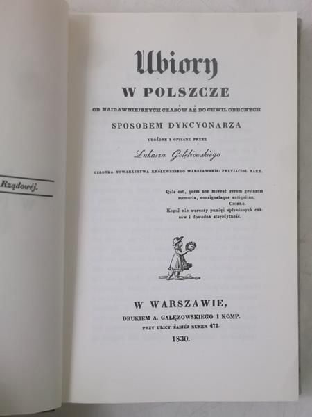 Ubiory w Polszcze, reprint 1830 r.