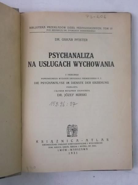 Psychoanaliza na usługach wychowania, 1931 r.