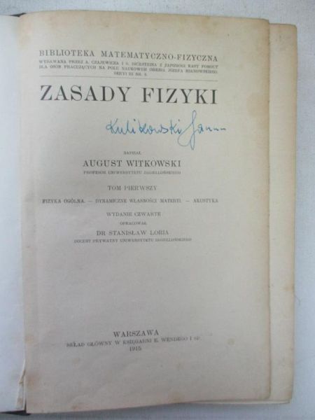 Zasady fizyki, 1915 r.