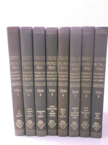 Encyklopedia powszechna wydawnictwa Gutenberga, tom I, II, IV-IX, reprint