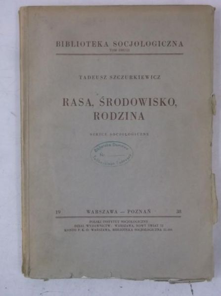 Rasa, środowisko, rodzina, 1938 r.