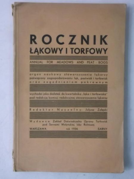 Rocznik łąkowy i torfowy, 1936 r.