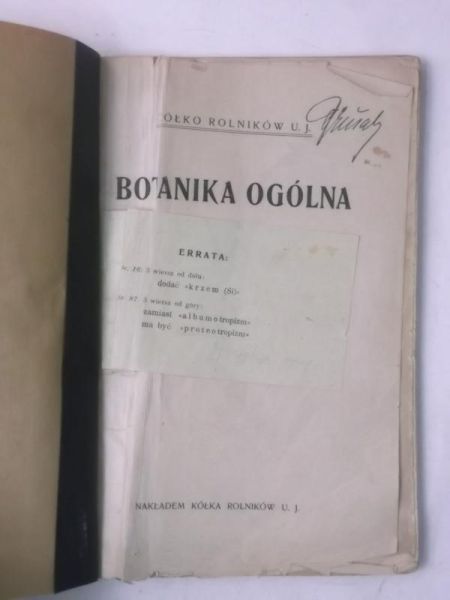 Botanika ogólna, 1924 r.