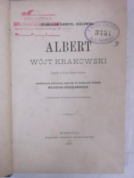 Albert Wójt Krakowski, 1887 r.
