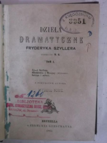 Dzieła dramatyczne, Tom I, 1862 r.