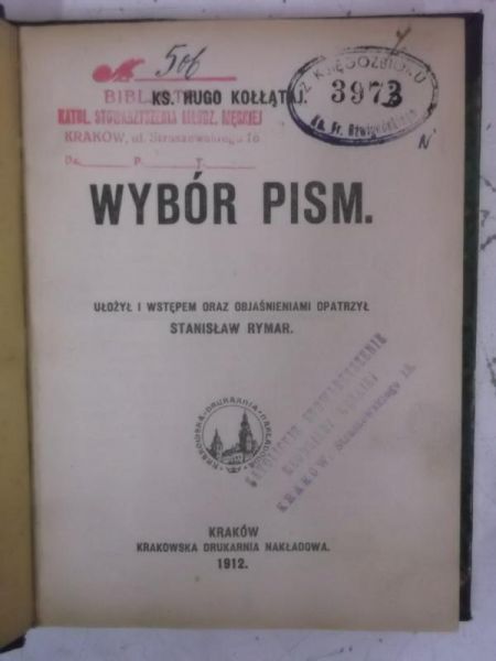 Kołłątaj Hugo - Wybór pism, 1912 r.