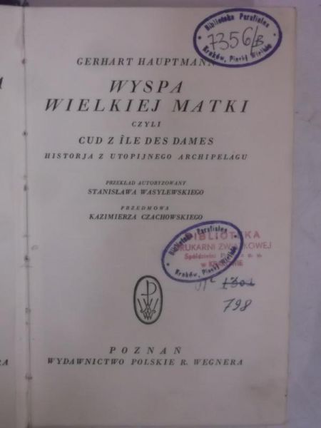 Wyspa Wielkiej Matki, 1930 r