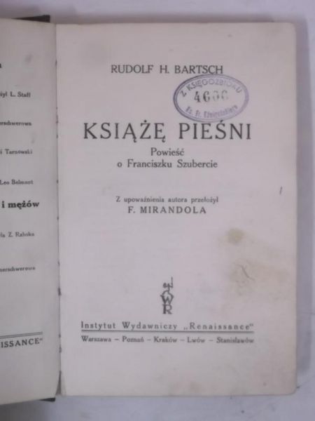 Bartsch Rudolf - Książę pieśni, 1928 r.