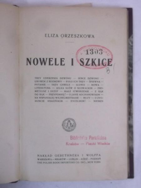 Nowele i szkice, 1921 r.