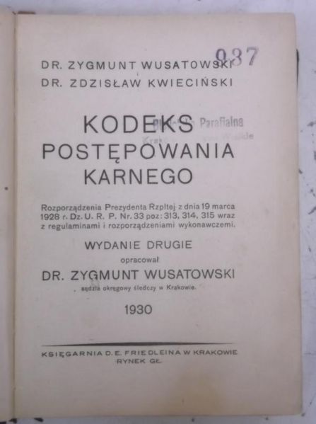 Kodeks postępowania karnego, 1930 r.