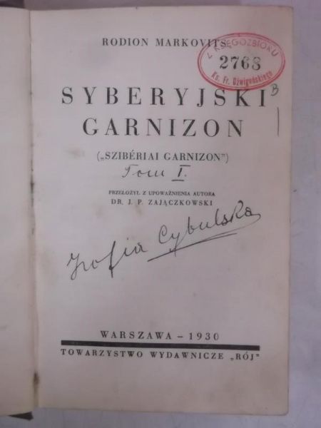 Syberyjski garnizon, Tom I - II, 1930 r.