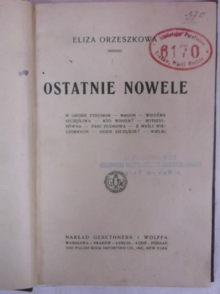 Ostatnie nowele, 1921 r.