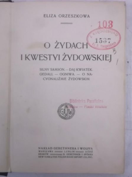 O Żydach i kwestyi żydowskiej, 1913 r.