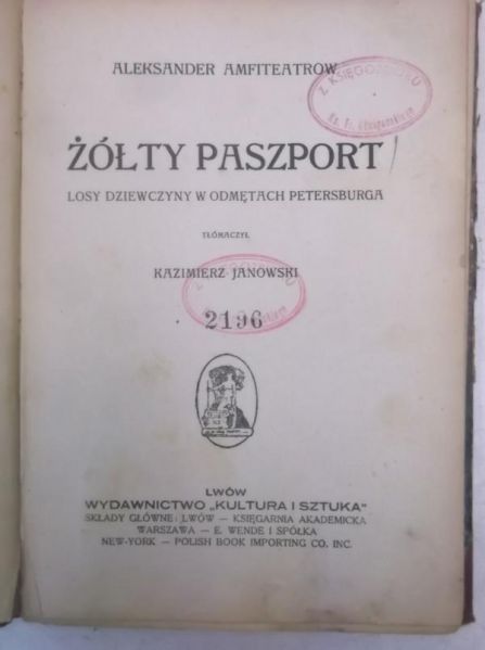 Żółty paszort, 1930 r.