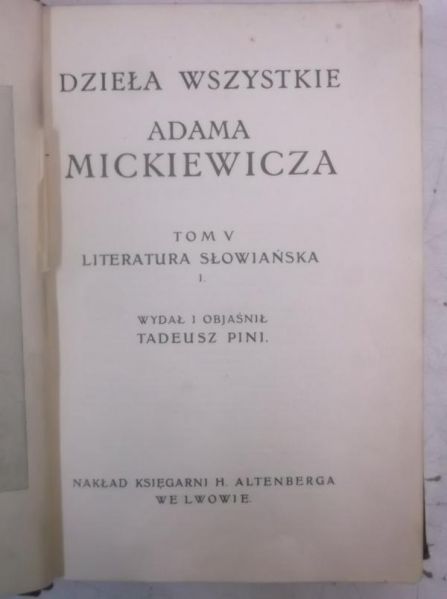 Mickiewicz Adam - Dzieła wszystkie, Tom V, 1900 r