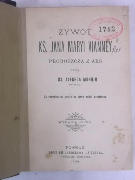 Żywot ks. Jana Maryi Vianney, 1899 r.