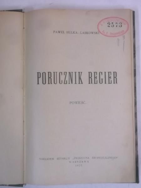 Laskowski-Hulka Paweł - Porucznik Regier, 1927 r.