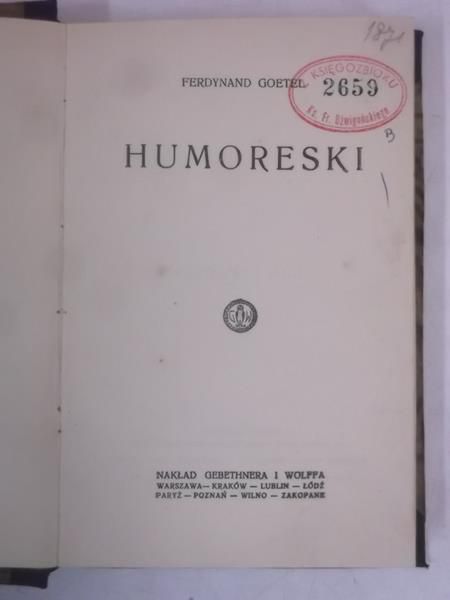 Goetel Ferdynand - Humoreski, 1927 r.