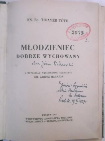 Toth Tihamer - Młodzieniec dobrze wychowany, 1947 r.