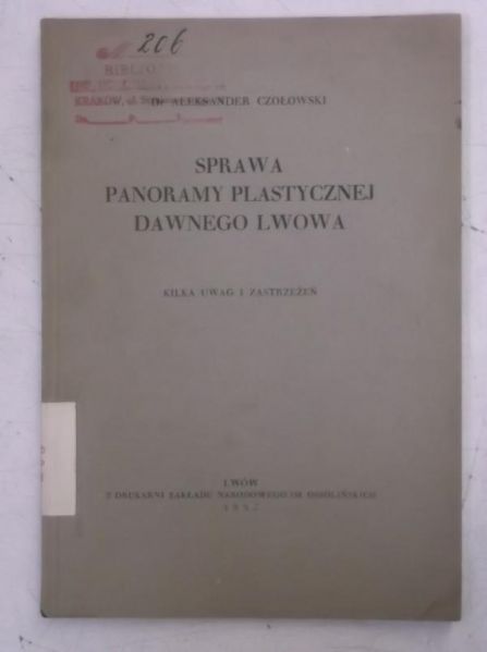 Sprawa panoramy plastycznej dawnego Lwowa, 1937 r.