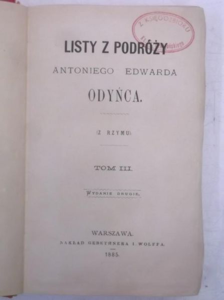 Listy z podróży, 1885 r.