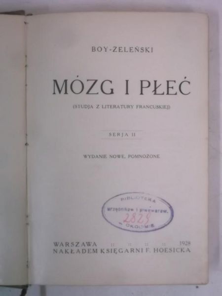 Mózg i płeć, 1928 r.