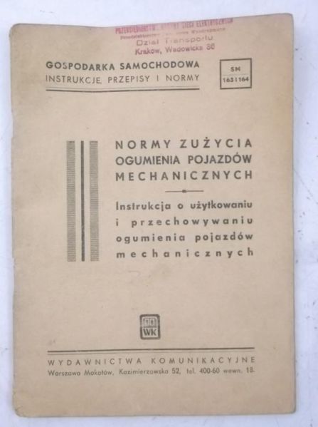 Normy zużycia ogumienia pojazdów mechanicznych