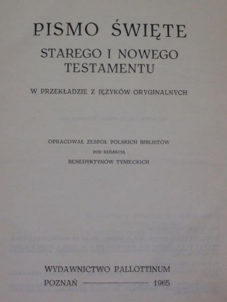 Biblia Tysiąclecia Pallottinum wyd. I 1965