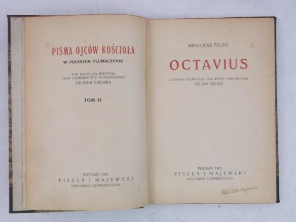Pisma Ojców Kościoła: Octavius, 1925 r.