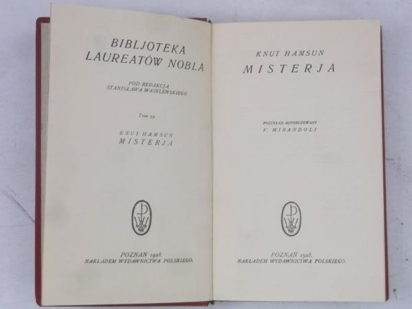 Hamsun Knut - Misterja, 1928 r.