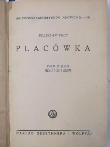 Prus Bolesław - Placówka, 1937 r.