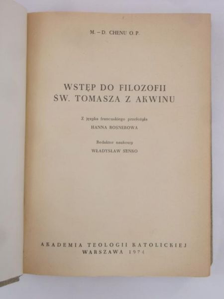 Wstęp do Filozofii św. Tomasza z Akwinu