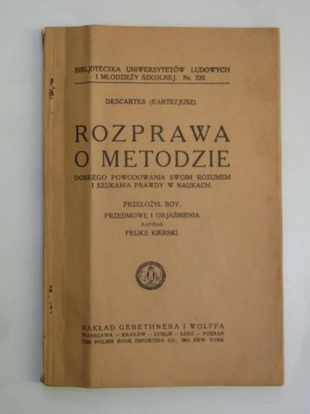 Kartezjusz - Rozprawa o metodzie, 1930 r.