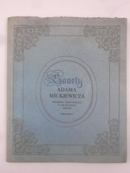 Sonety Adama Mickiewicza, reprint z 1826 r.