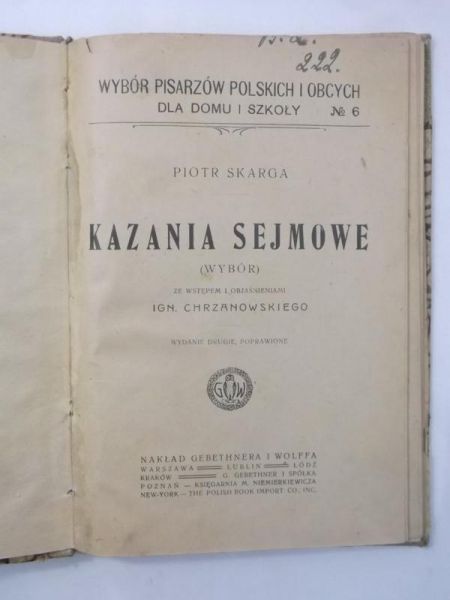 Kazania sejmowe, 1917 r.