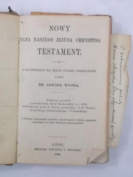 Nowy Pana Naszego Jezusa Chrystusa Testament, 1898 r.